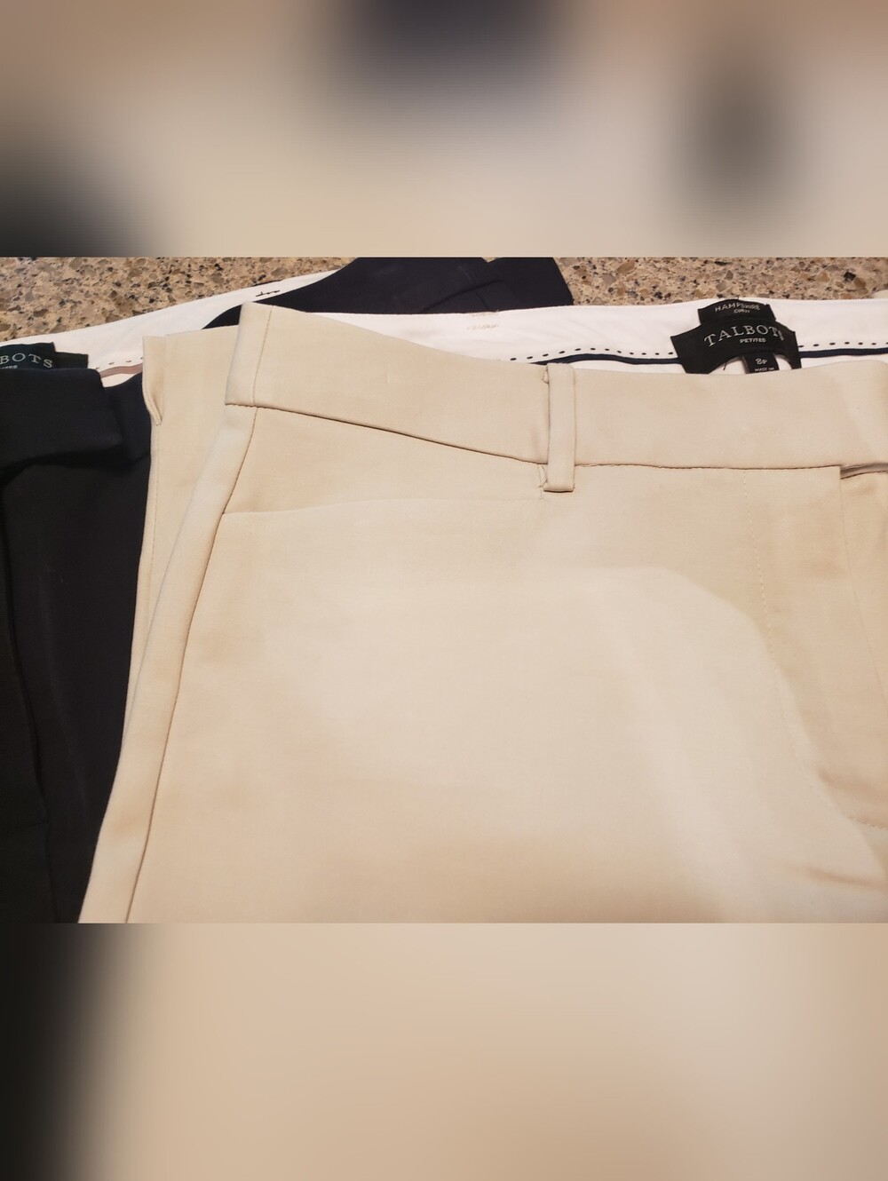 2 Pair Talbots Hampshire Ankle Curvy Dress Pants Womens 8P Khaki/ Black Stretch